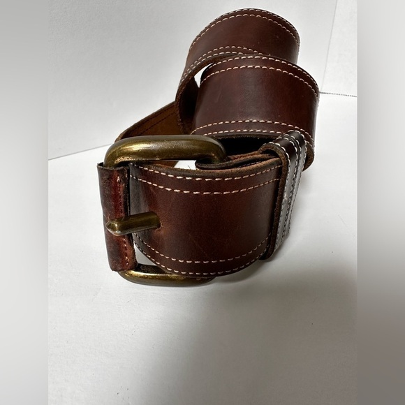 Joan & David Belt Rustic Cowgirl Durable Brown Brass Tone hardware Small 26-28 - Picture 5 of 13